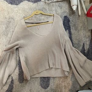 Free people light gray bell sleeved sweater